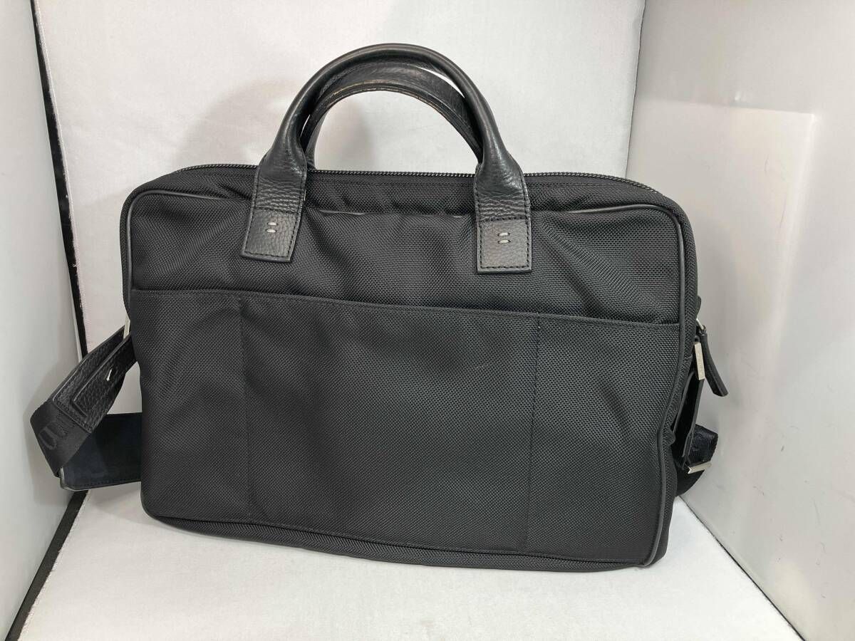 ZEGNA 2 way レザー切替ブリーフケース ブラック ブリーフケース ショルダーバッグ