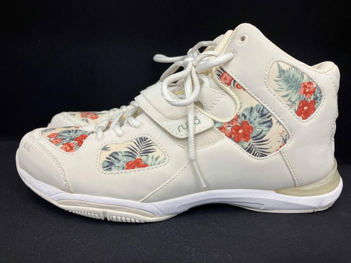 ryka ライカ テナシオス フィットネスシューズ マジックテープ スニーカー シューズ レディース 24 cm ホワイト 白 花柄 中国製