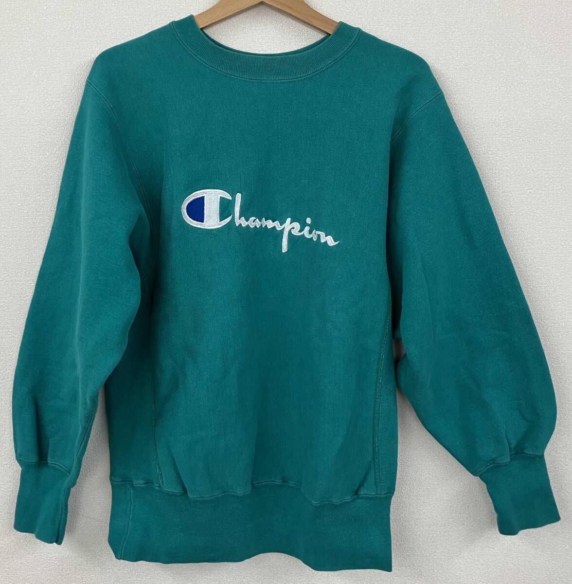 Champion チャンピオン スウェット グリーン系 M 80 s リバースウィーブ トリコタグ ロゴ刺繍