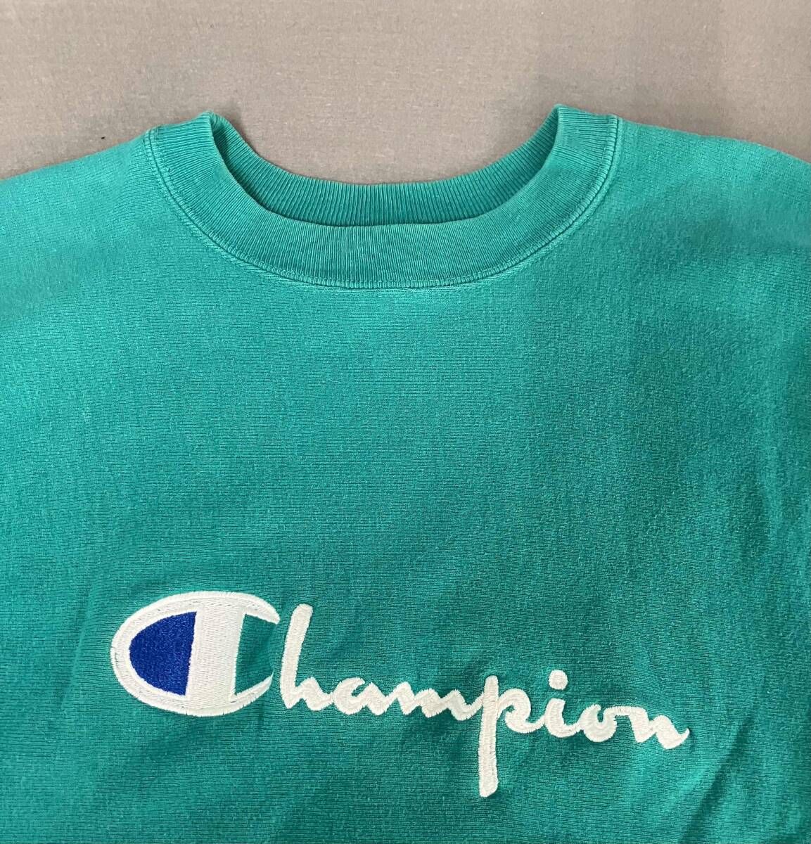 Champion チャンピオン スウェット グリーン系 M 80 s リバースウィーブ トリコタグ ロゴ刺繍
