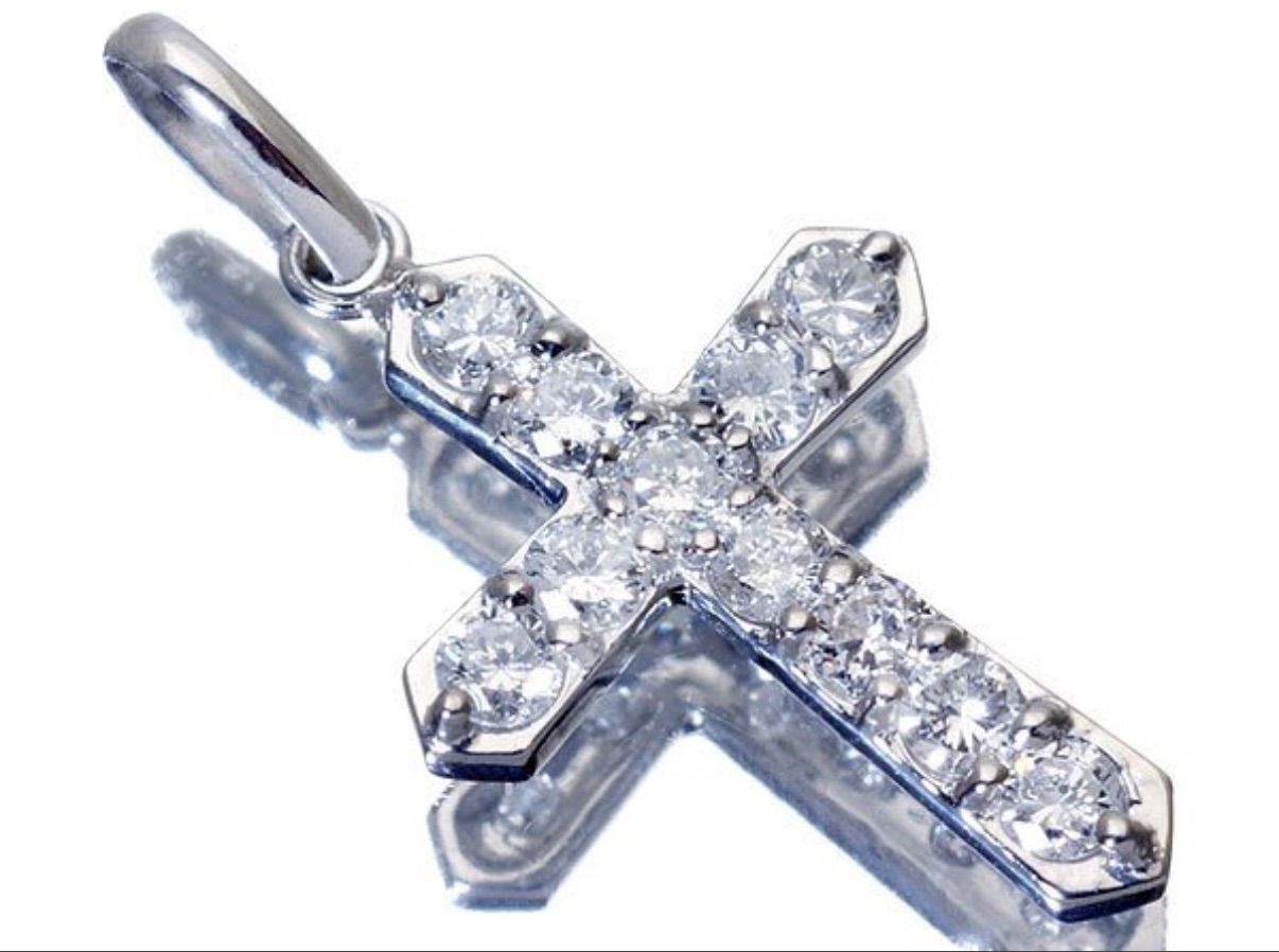 PT 900天然ダイヤモンド0.50 ctクロスデザインペンダントトップ 仕上げ済み