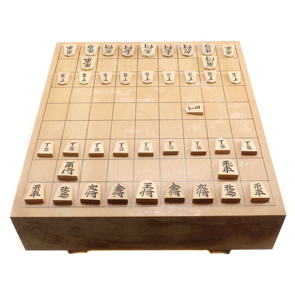 将棋盤 3寸 足付き 駒付き 天然木 高さ18.5 cm ボードゲーム _ その他雑貨