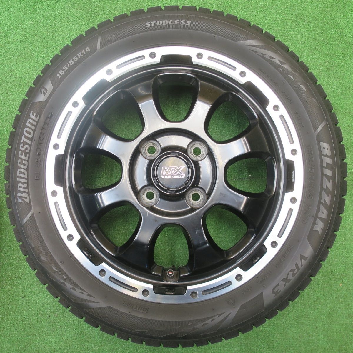 バリ溝 23年 9 5分 スタッドレス 165 55 R 14 ブリヂストン ブリザック VRX 3 MX MAD CROSS MC 76 マッドクロス 14インチ 軽サイズ PCD 100 4 H ス