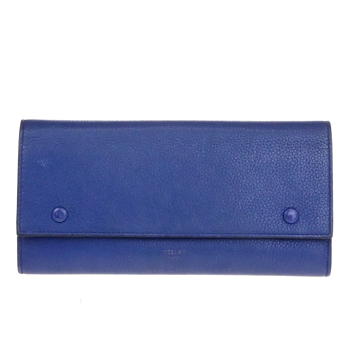 CELINE セリーヌ 長財布 二つ折り 財布 青 レザー 01BS074 - メルカリ