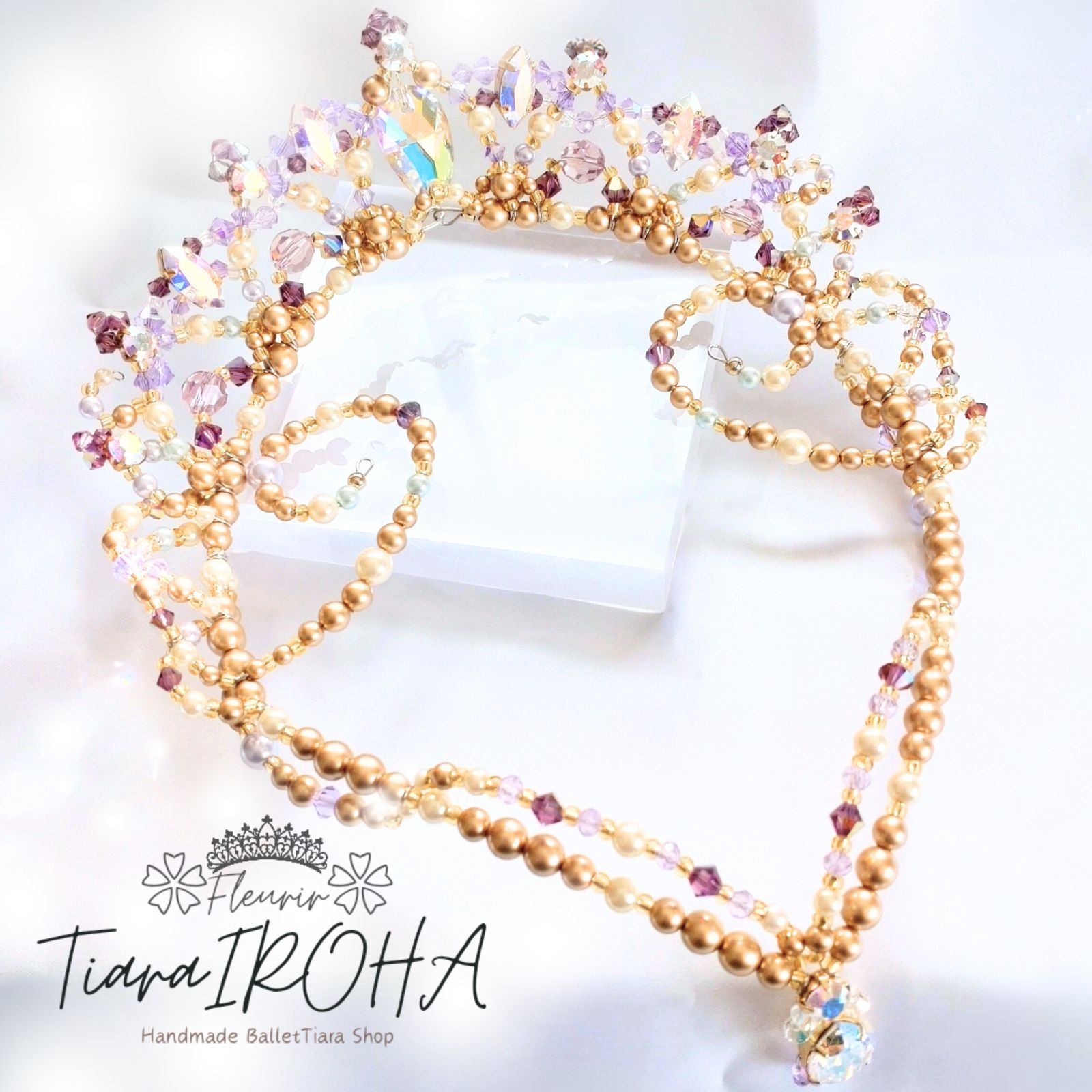 サークルティアラ バレエ ティアラ ゴールド×パープル コーム付