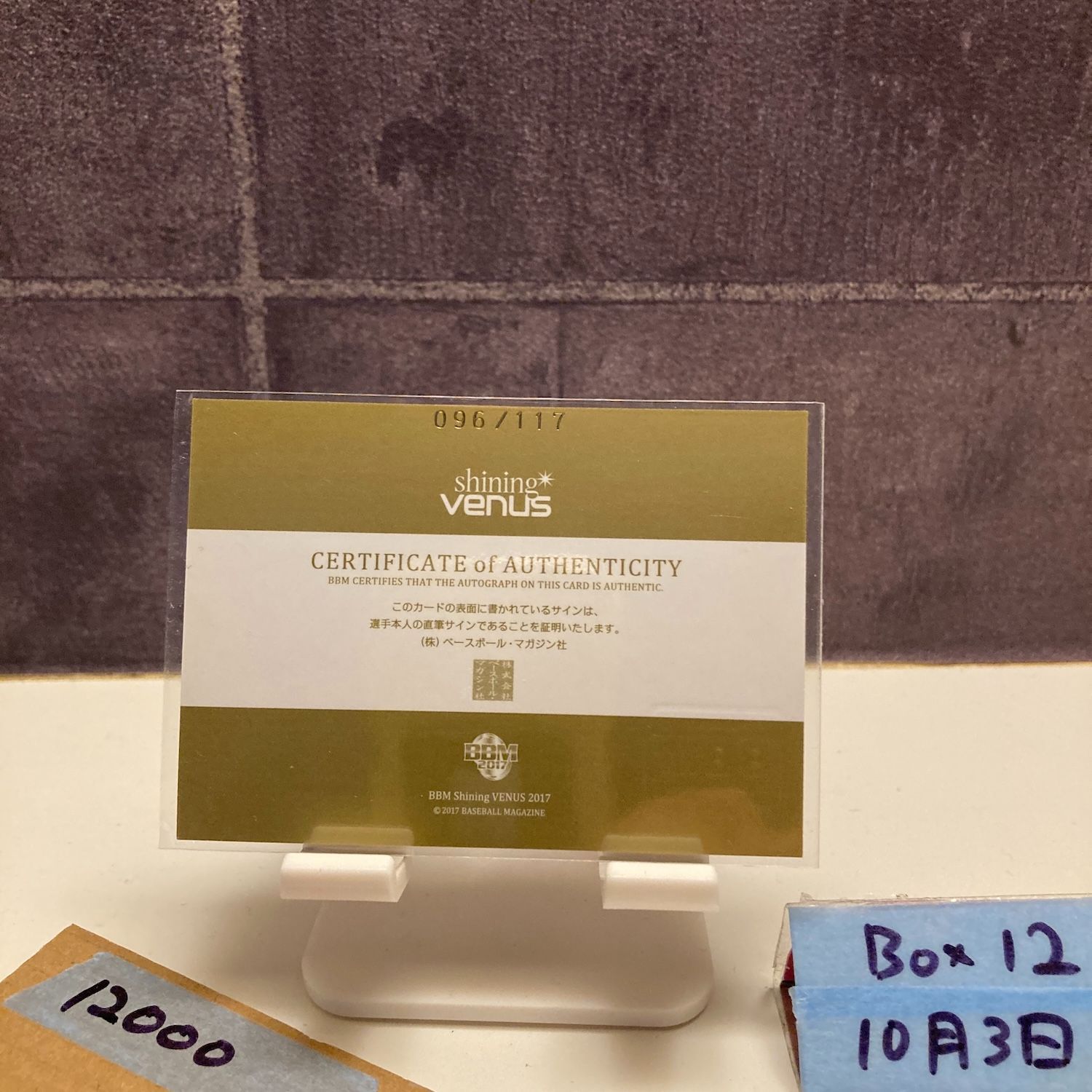 2017 BBM 藤巻紗月 096 117 直筆サインカード フィンスイミング Shining Venus シャイニングヴィーナス カード