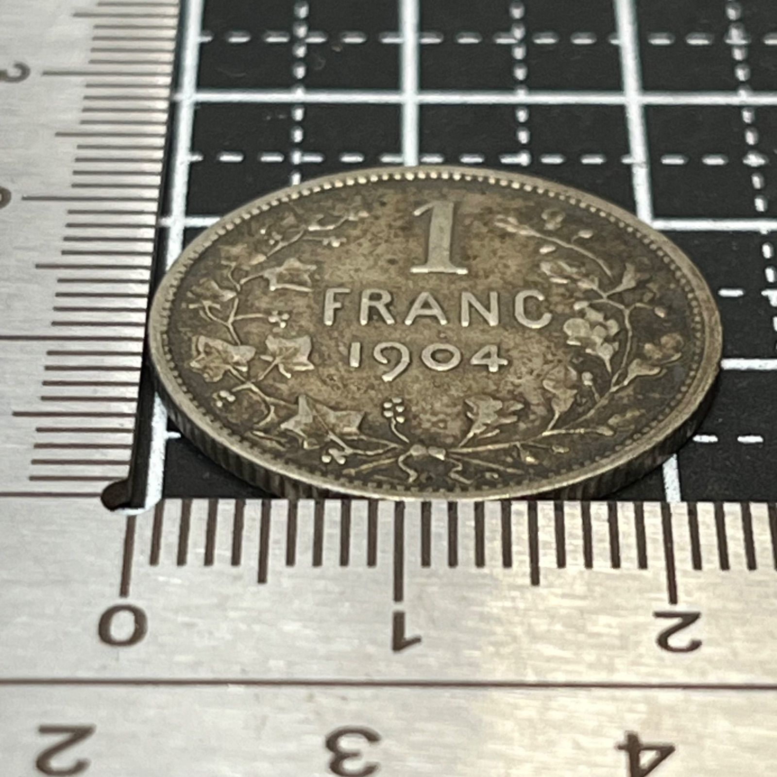 銀貨】1904年 ベルギー 1フラン銀貨 レオポルド2世／.835シルバー