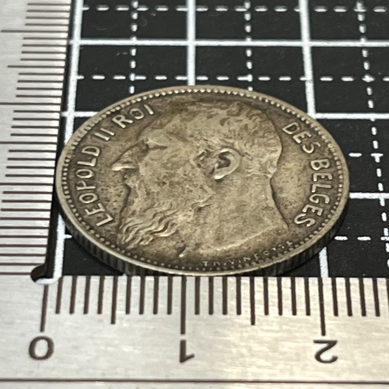 銀貨】1904年 ベルギー 1フラン銀貨 レオポルド2世／.835シルバー