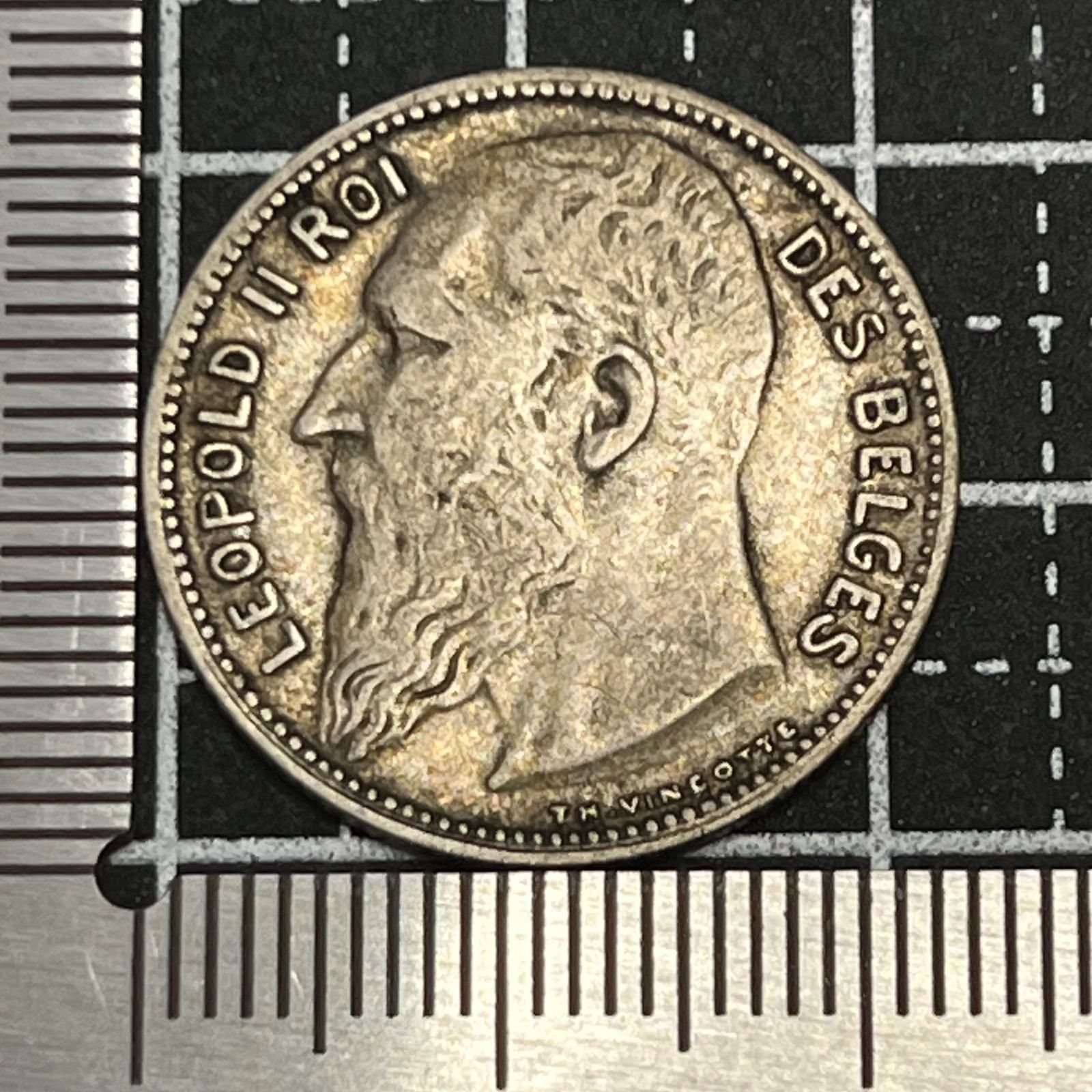 銀貨】1904年 ベルギー 1フラン銀貨 レオポルド2世／.835シルバー