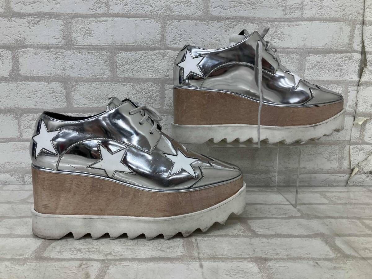STELLA McCARTNEY エリス プラットフォーム 363998 ステラ マッカートニー レディース シルバー size 36 木製 スター 袋付き