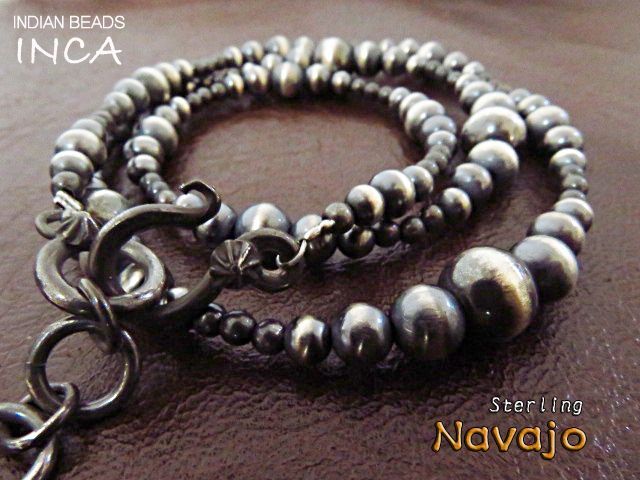 インディアンジュエリー ビーズネックレス ナバホパール グラデーション シルバー925 nv pearl