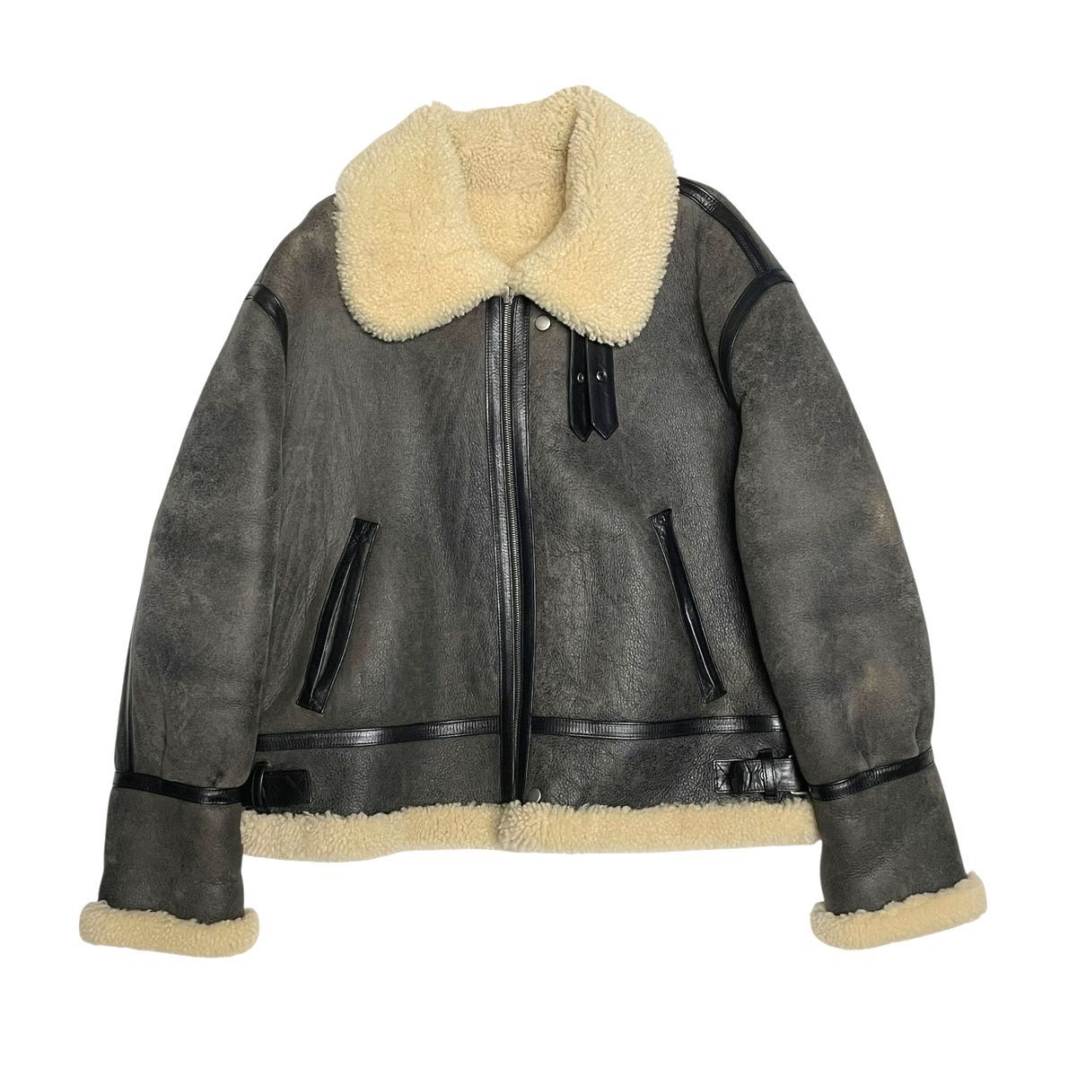 Saint Laurent サンローラン アビエイター ムートンジャケット 756890 YCOW 2 レザー ブルゾン アウター ファー メンズ AO