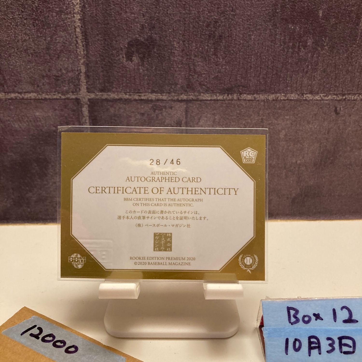 2020 BBM Rookie Edition Premium 郡司裕也 28 46 直筆サインカード 中日ドラゴンズ G RC ルーキー カード