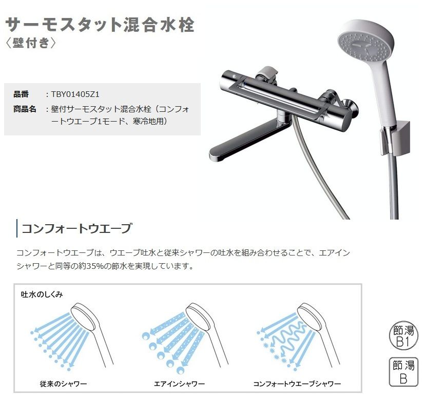 TOTO 壁付サーモスタット混合水栓 寒冷地用 浴室用 水栓金具