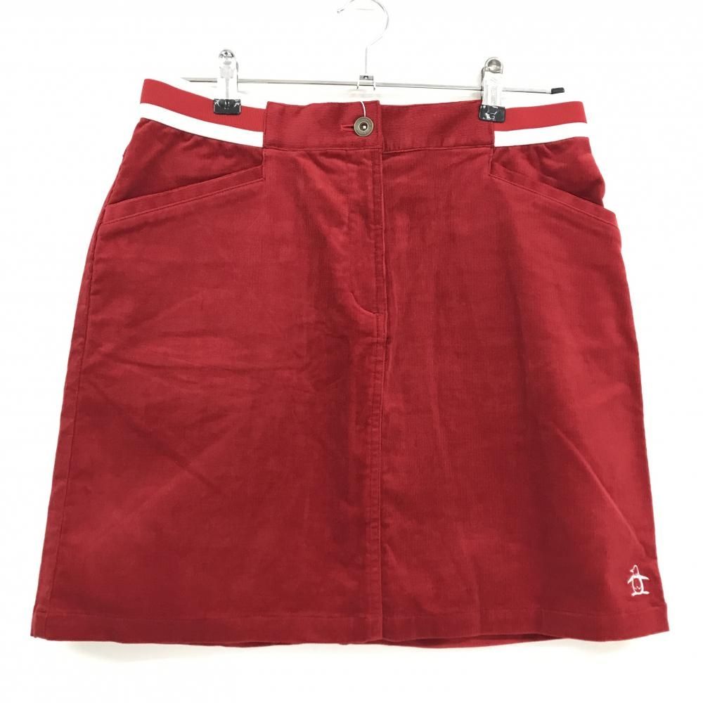 マンシングウェア コーデュロイスカート レッド×白 ウエスト一部ゴム レディース LL ゴルフウェア Munsingwear