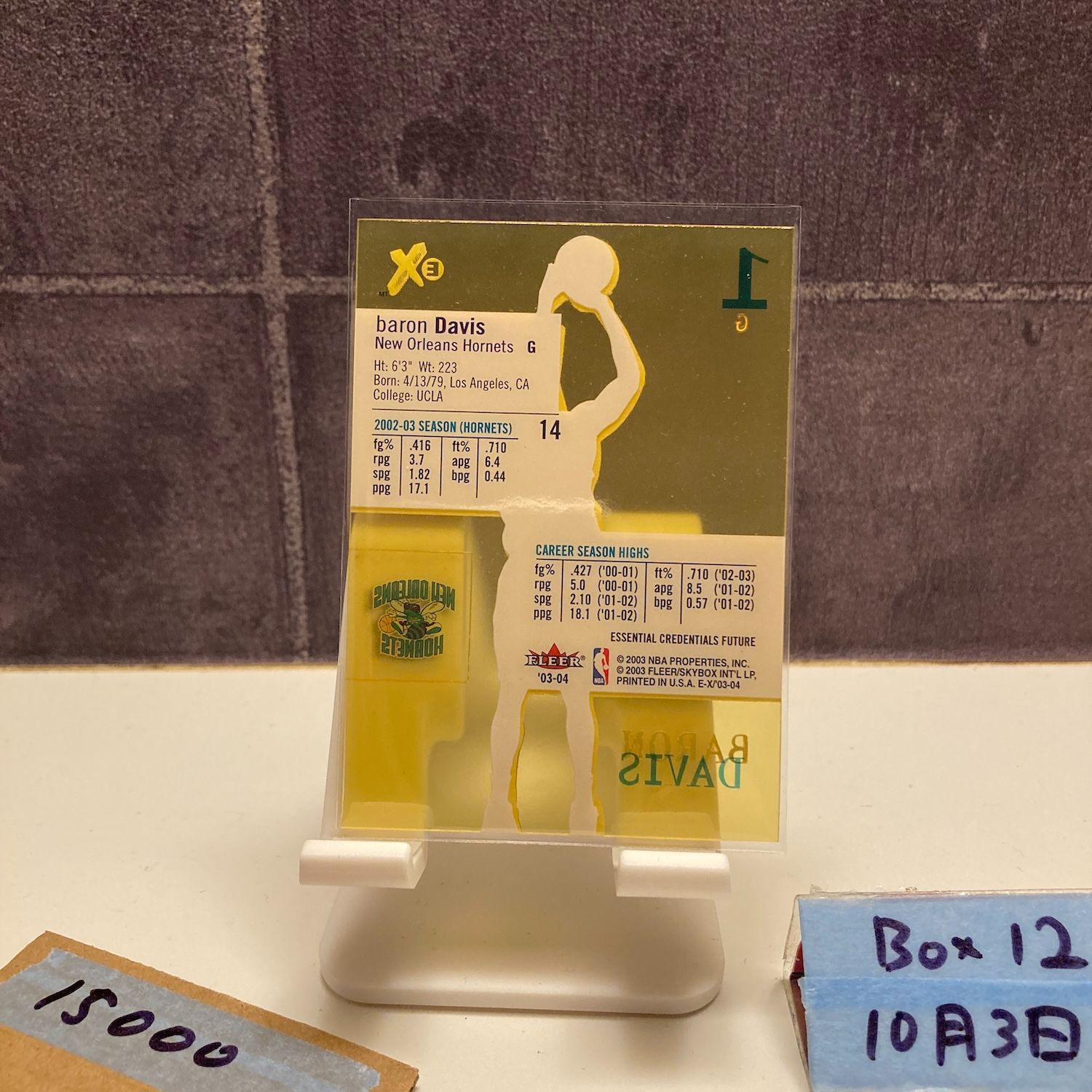 2003 Fleer Skybox Baron Davis 37 89 Orleans Hornets Essential Credentials Future カード