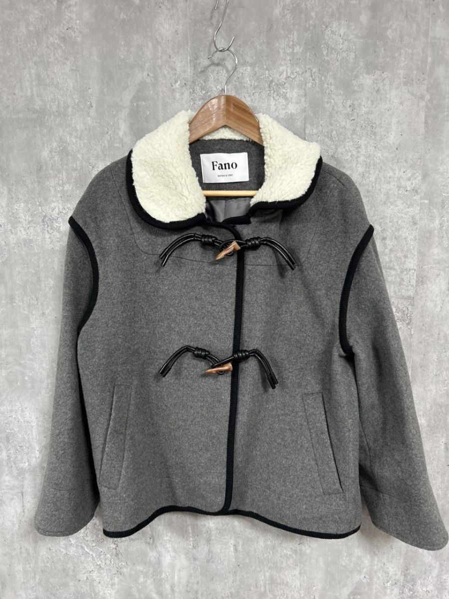 Fano Studios ファノ ステュディオ ショート丈 ワイド ダッフル コート sizeS グレー レディース