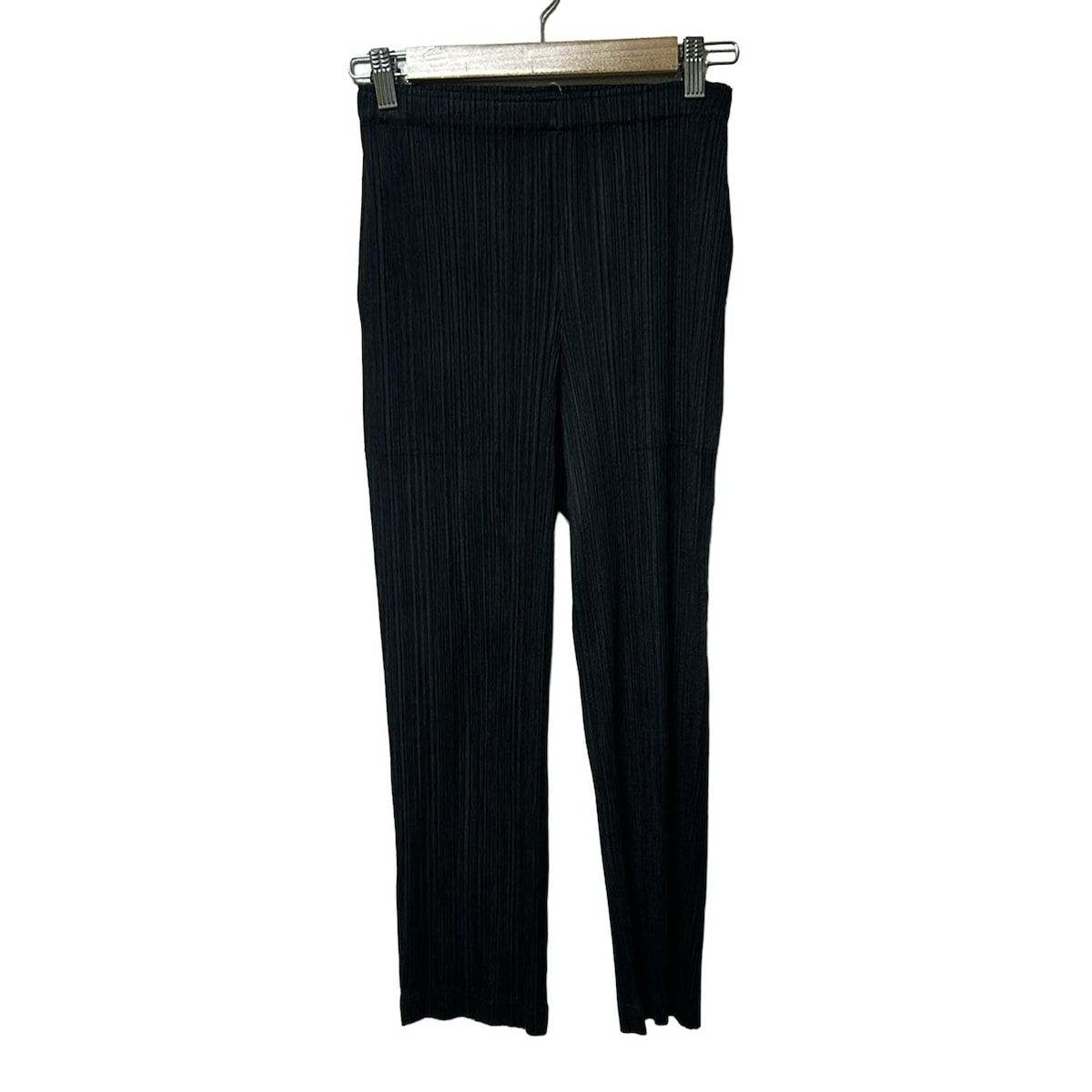 PLEATS PLEASE プリーツプリーズ パンツ サイズ1 S レディース - 黒 フルレングス プリーツ ウエストゴム