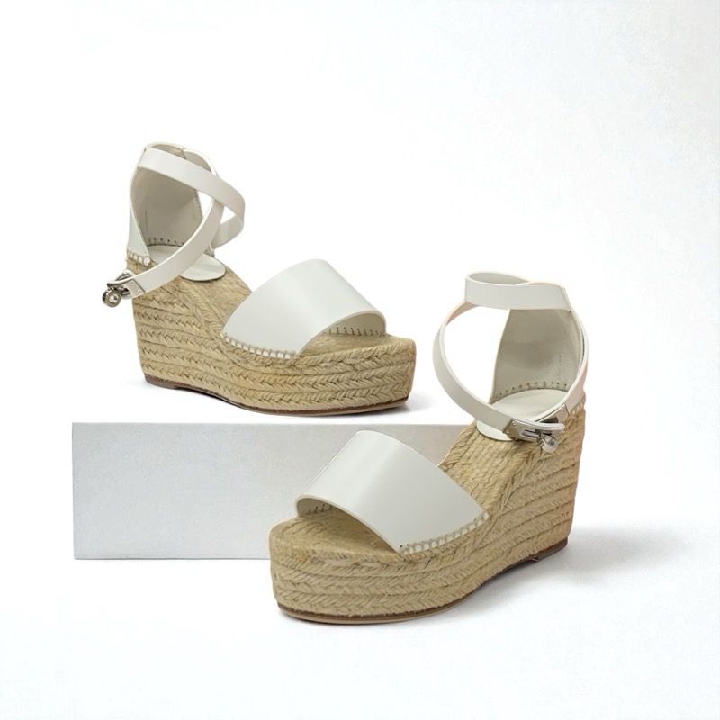 エルメス ティポリ レザー ケリー金具 ウェッジソール サンダル M13286 エルメス ティポリ レザー ケリー金具 ウェッジソール サンダル