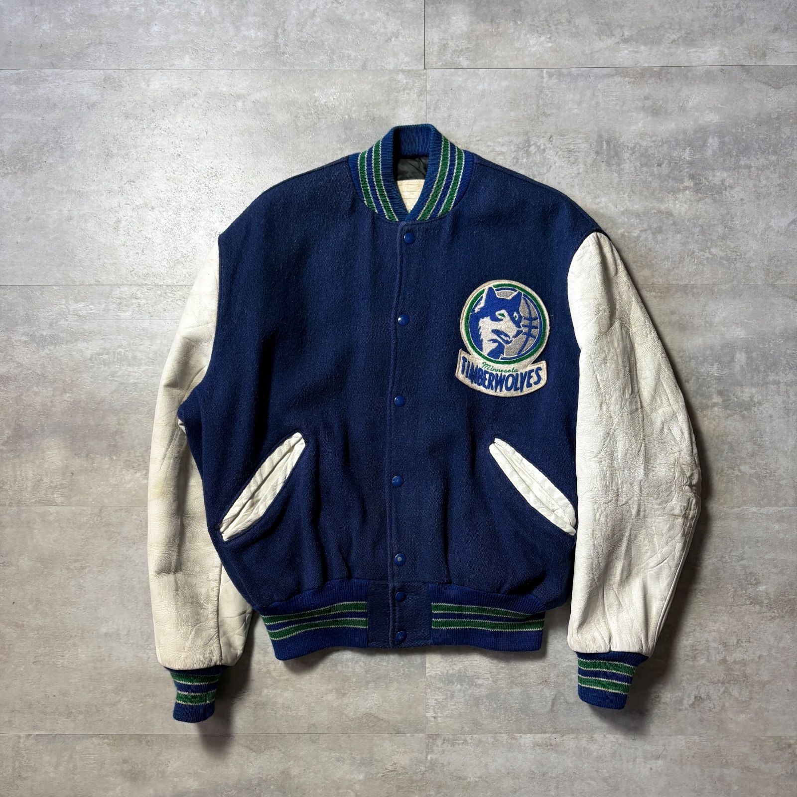 DeLONG NBA Timberwolves スタジャン 46 L〜XL相当 USA製 レザー 