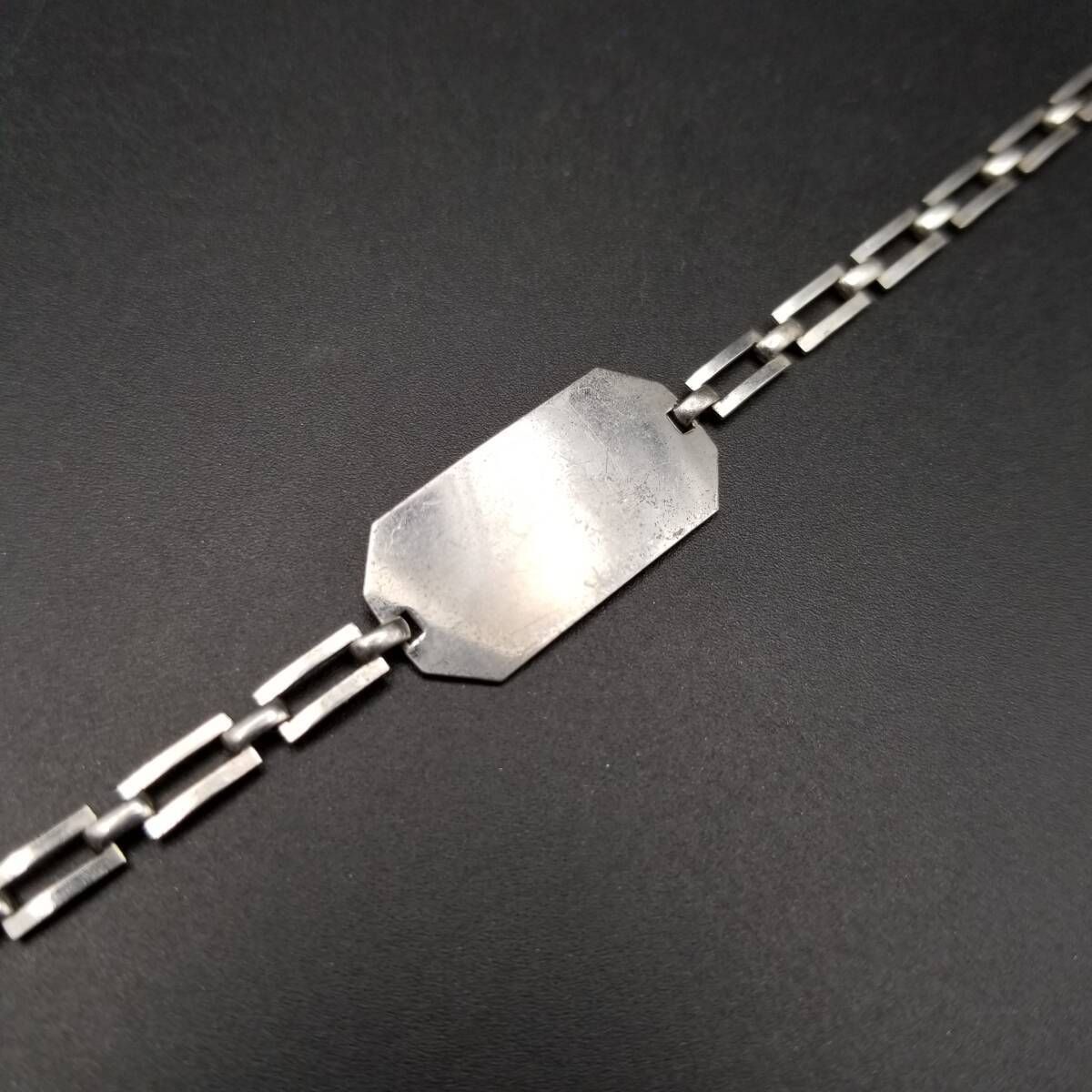 60 s頃 FCC社製 IDタグ 八角形プレート 925 シルバー ヴィンテージ ブレスレット 銀 レトロ 華奢 モノグラム無し スタイリッシュ Y 23-U