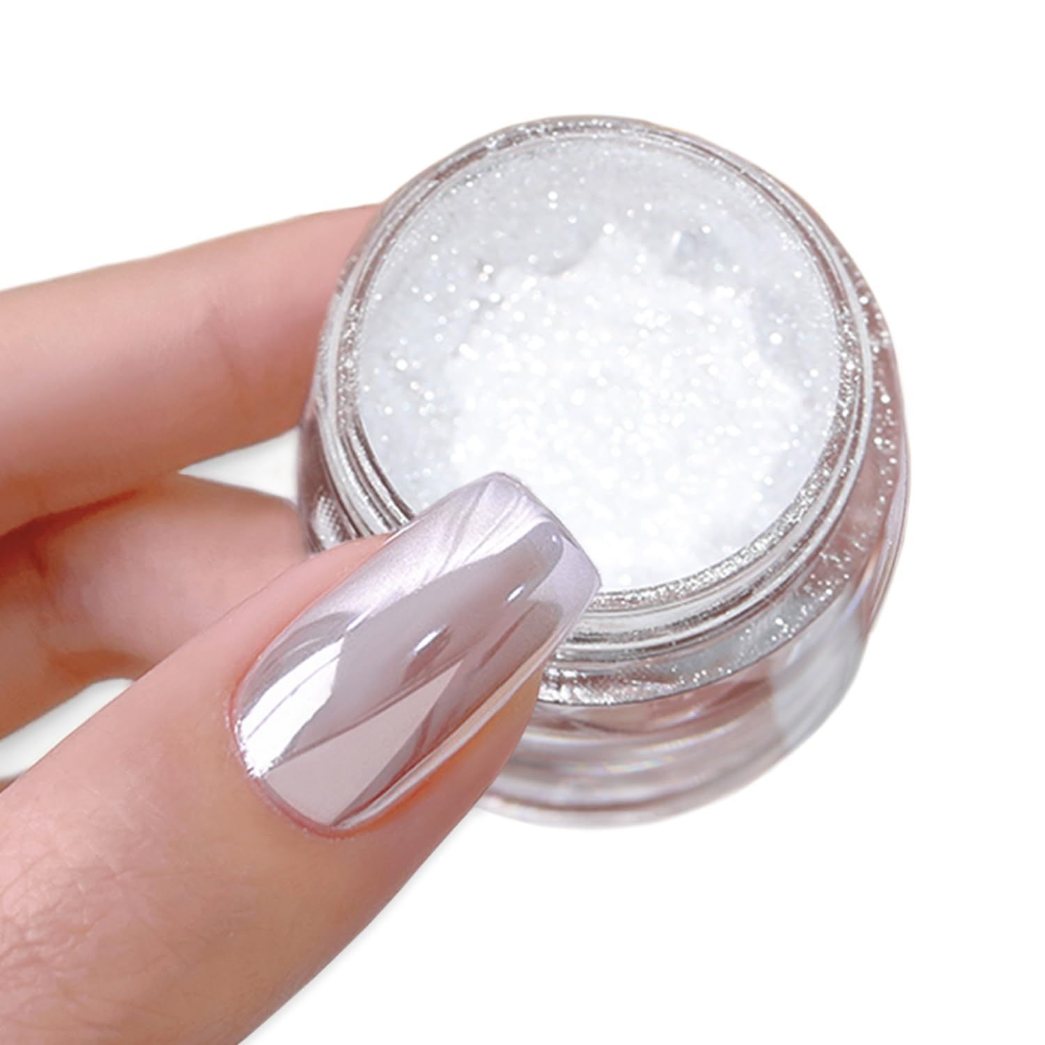 在庫 ミラーパウダー 白 ミラーネイル ネイルパーツ ミラーネイルパウダー シルバーホワイト オーロラ偏光キラキラ ネイル工房 パールジェルネイル パウダー