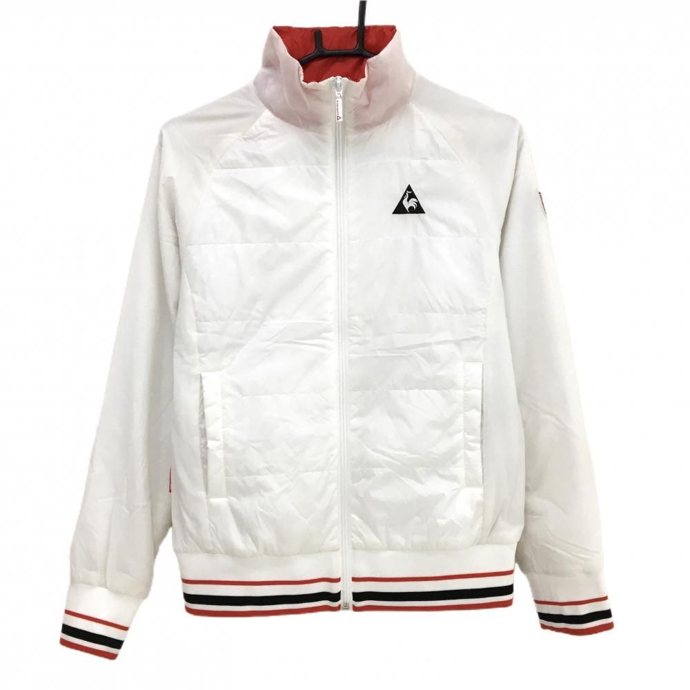 人気定番 ルコック 中綿ジャケット 白×レッド ロゴ刺しゅう  レディース M ゴルフウェア le coq sportif ジャケット