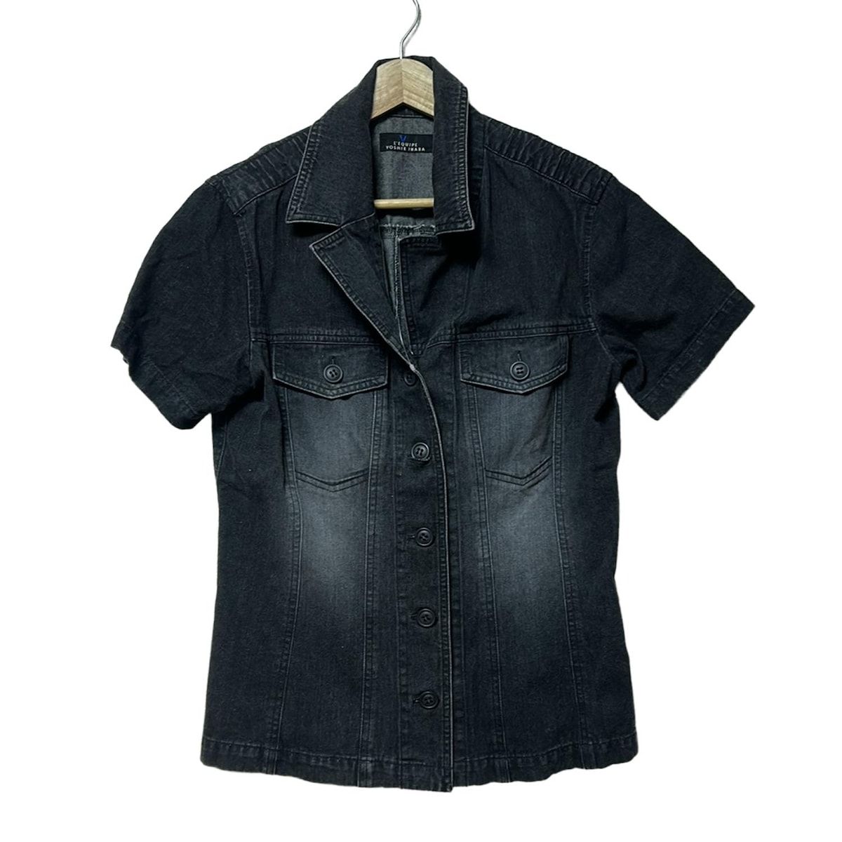 L EQUIPE YOSHIE INABA レキップ ヨシエイナバ 半袖シャツブラウス サイズ11 M レディース - ダークグレー デニム