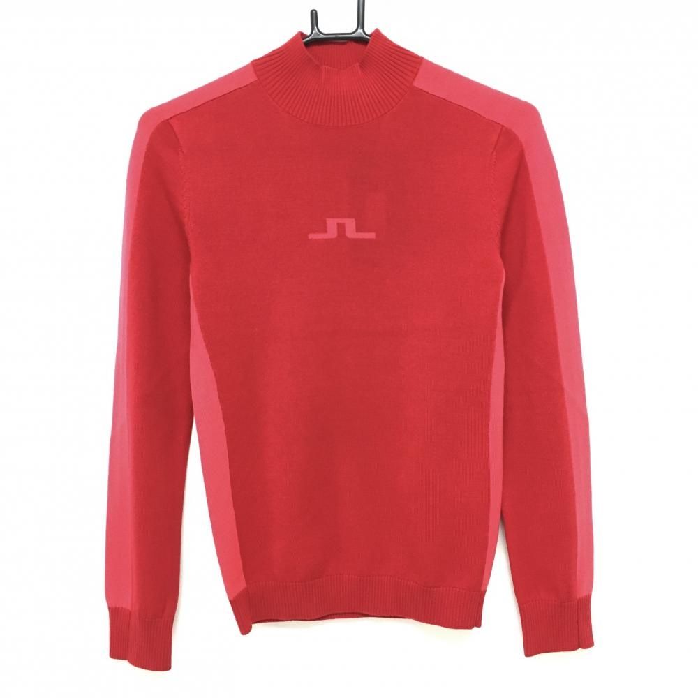 ジェイリンドバーグ ハイネックセーター レッド ピンク サイド 袖ライン ウール100％ レディース XS ゴルフウェア J LINDEBERG