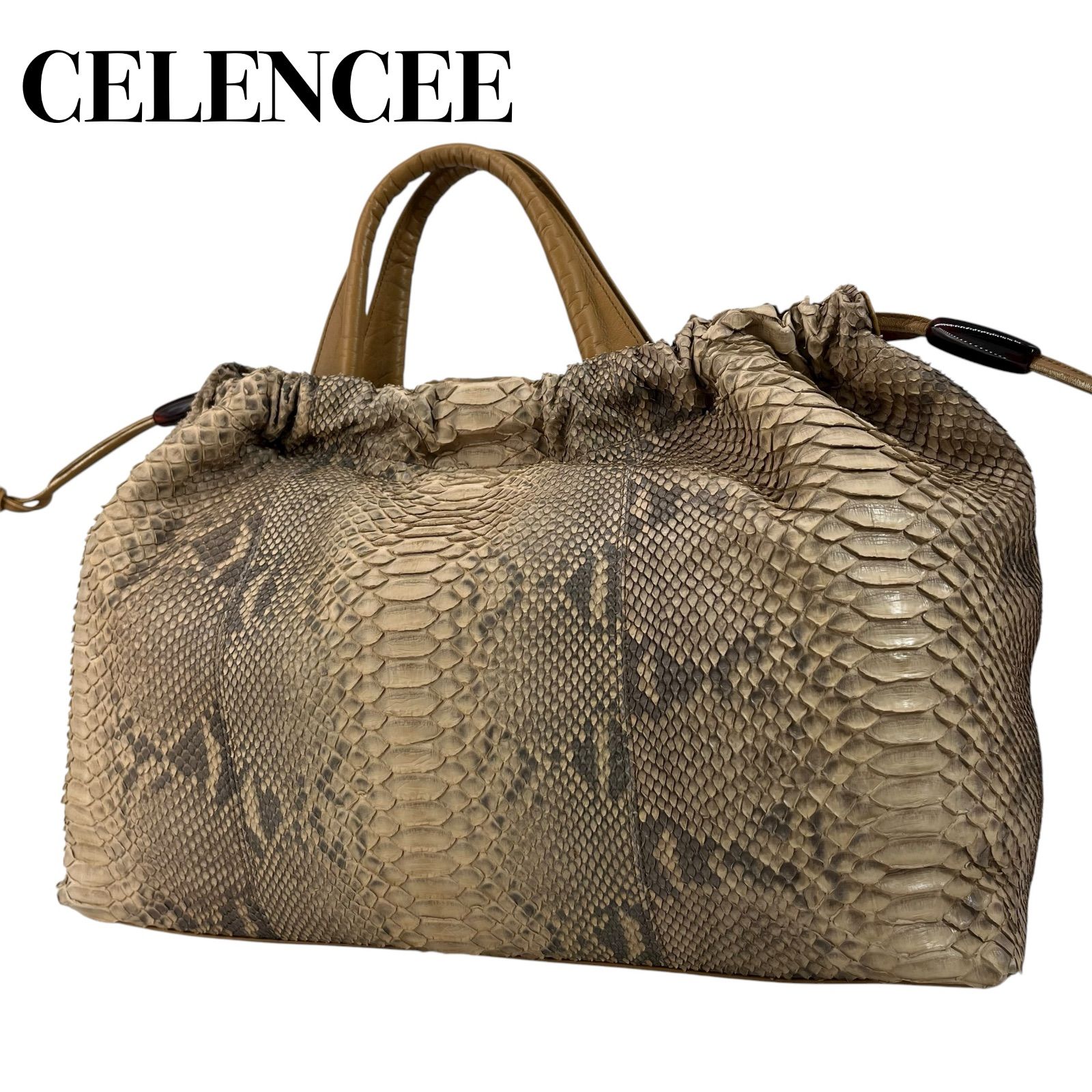セレンシー トートバッグ レディース 本革 Python パイソン 蛇革 腕掛け レザー 大容量 5185