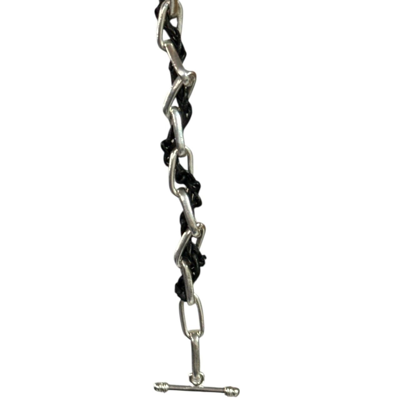 R.ALAGAN ララガン WOVEN CHAIN BRACELET レザーコンビシルバー