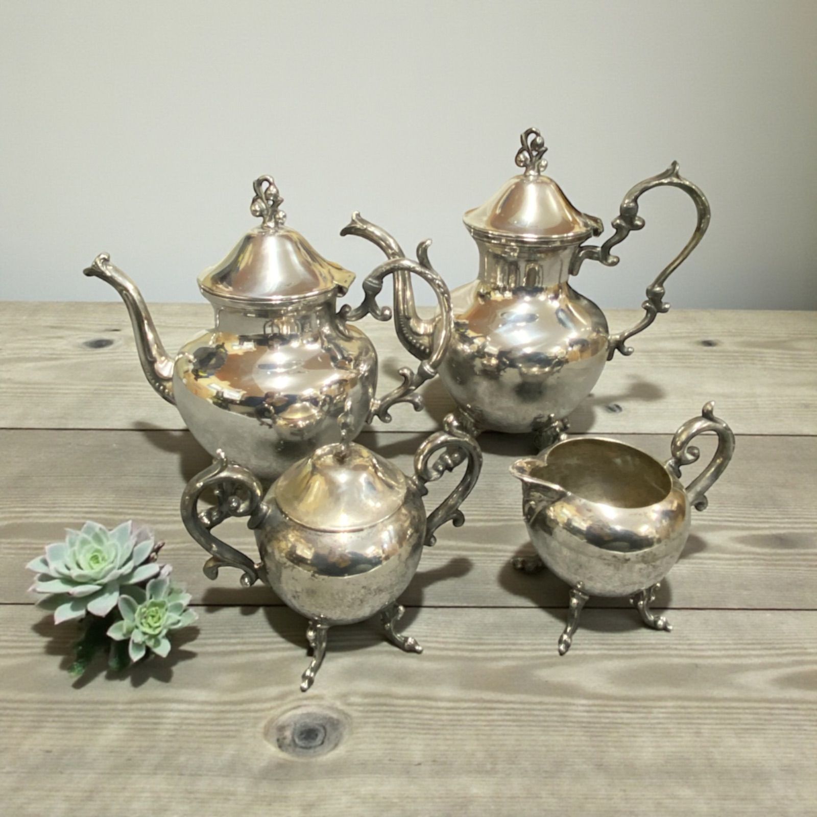 ヴィンテージ シルバー ティー コーヒーセット4点セットVintage Silver Tea Coffee set 1883 Plated 4 Piece