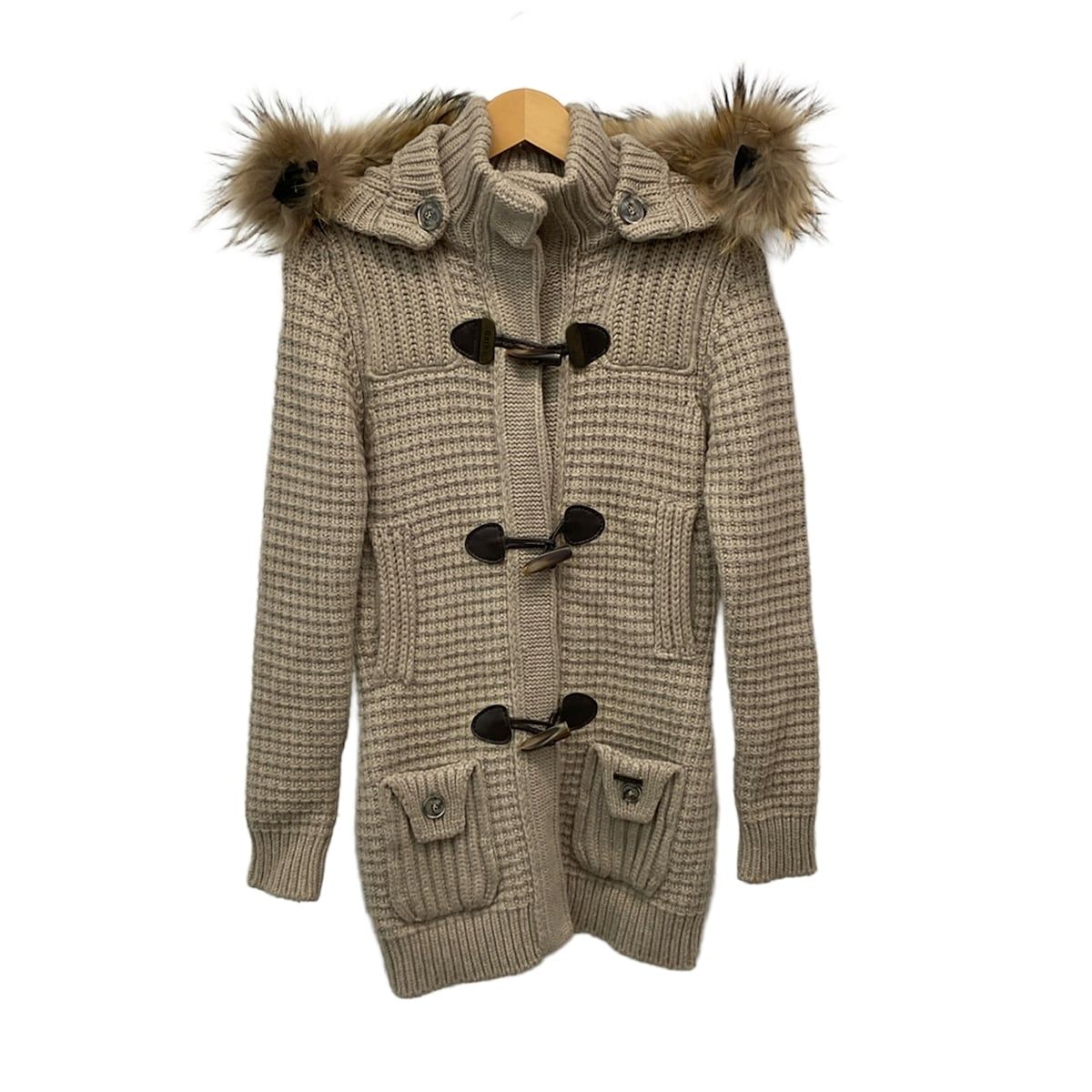 Bark ベージュ ニット ダッフルコート Bark(バーク) ダッフルコート サイズXS レディース - ベージュ 長袖