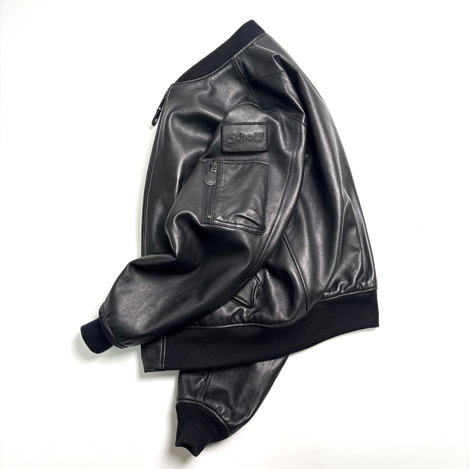 羊革】SCHOTT x JOURNAL STANDARD レザージャケット MA-1 黒 M - メルカリ