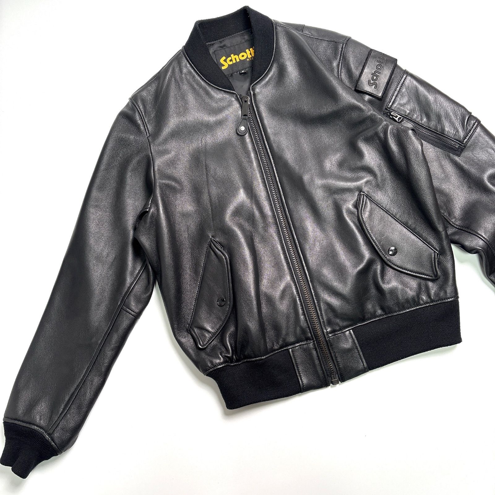 羊革】SCHOTT x JOURNAL STANDARD レザージャケット MA-1 黒 M - メルカリ