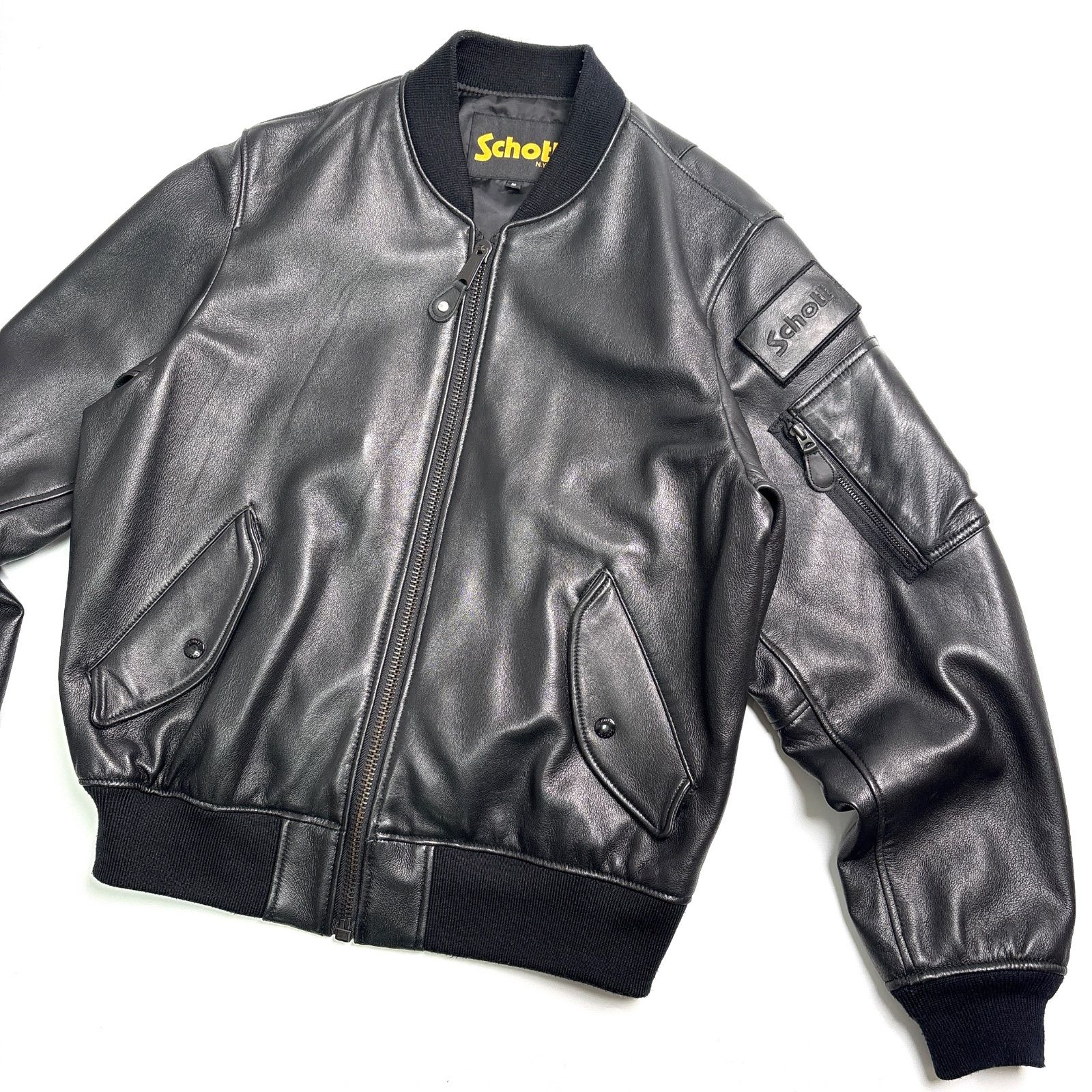 羊革】SCHOTT x JOURNAL STANDARD レザージャケット MA-1 黒 M - メルカリ