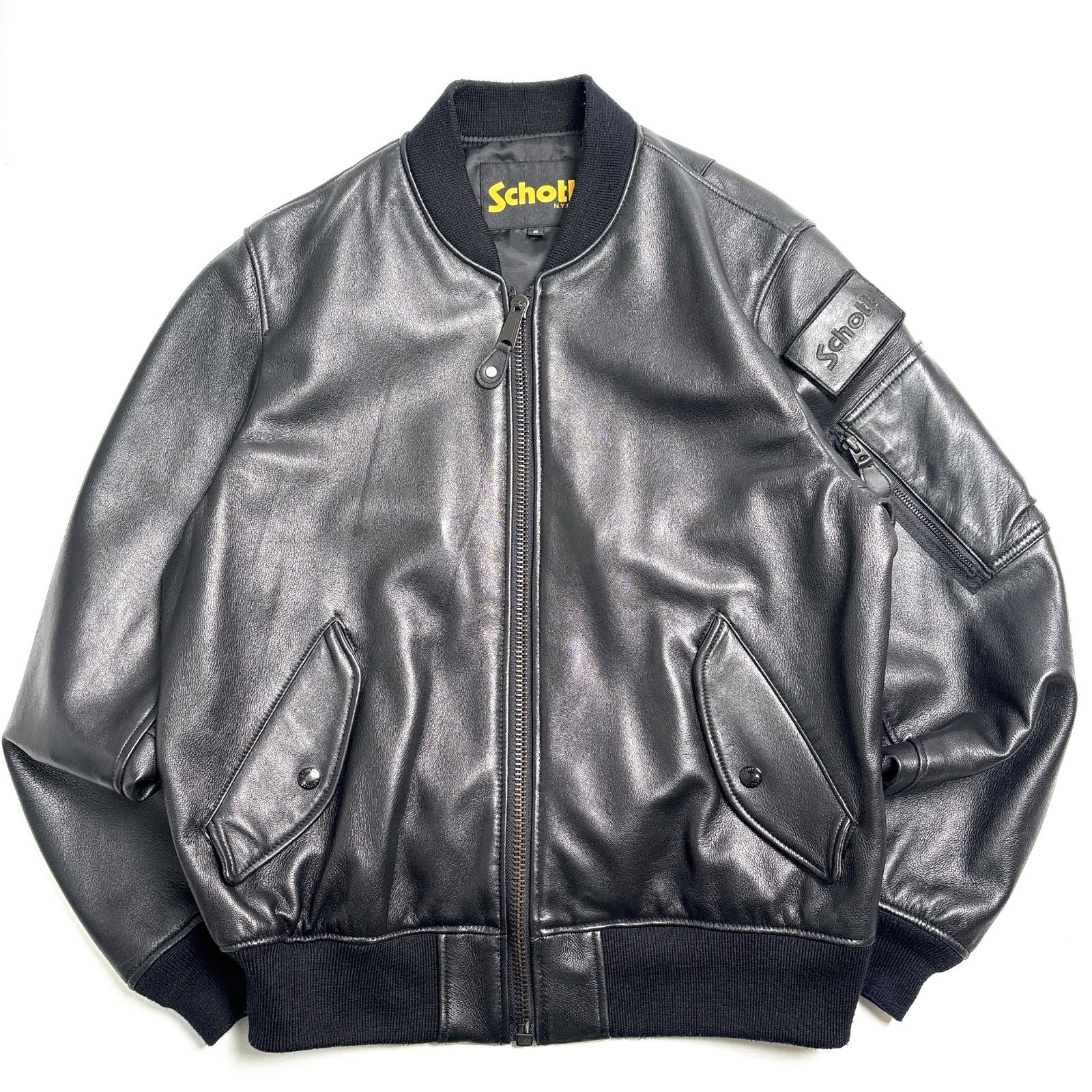 羊革】SCHOTT x JOURNAL STANDARD レザージャケット MA-1 黒 M - メルカリ