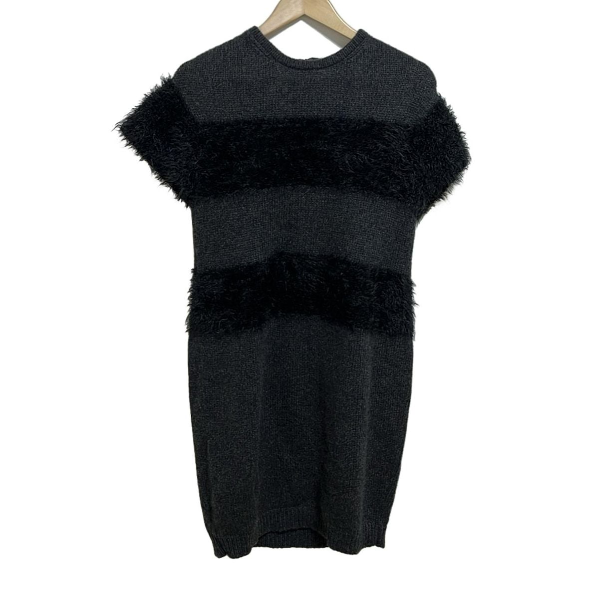 BRUNELLO CUCINELLI ブルネロクチネリ ワンピース レディース - ダークグレー クルーネック 半袖 ひざ丈 ニット