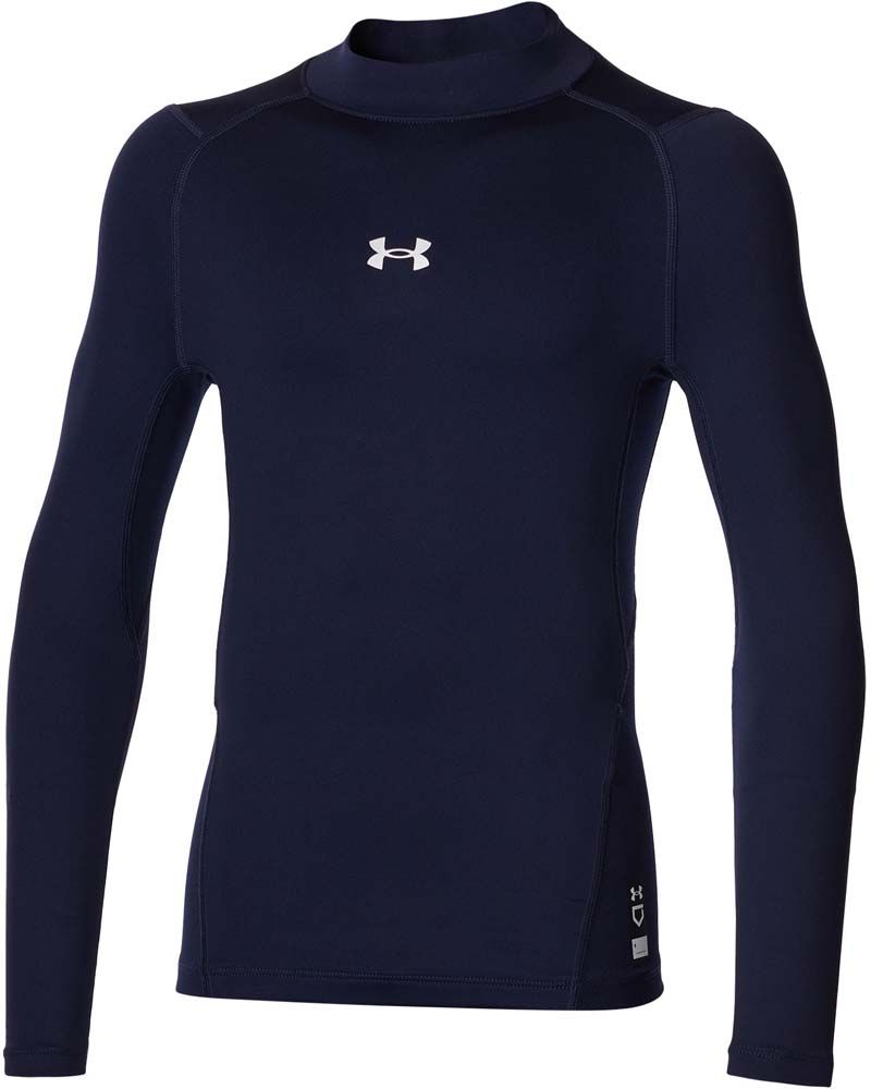 定番人気，送料無料 アンダーアーマー UNDER ARMOUR 野球 ソフトボール 少年用 アンダーTシャツ UAコールドギアアーマー コンプレッション ロングスリーブ モックシャツ あんだーあーまー  1375390 410 MIDNIGHTNAVY アンダーシャツ