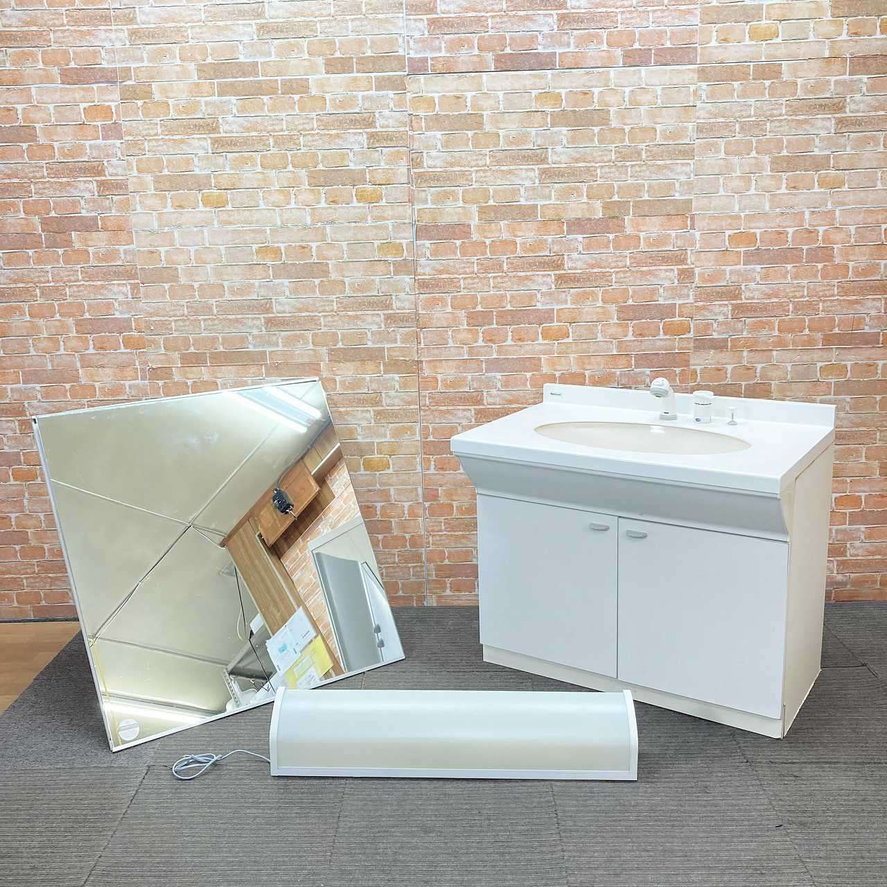 品 National ナショナル FRP 陶器 製 水栓蛇口付き 手洗台 洗面化粧台 1面鏡 ミラーのセット 幅90 cm 900 mm 54 K