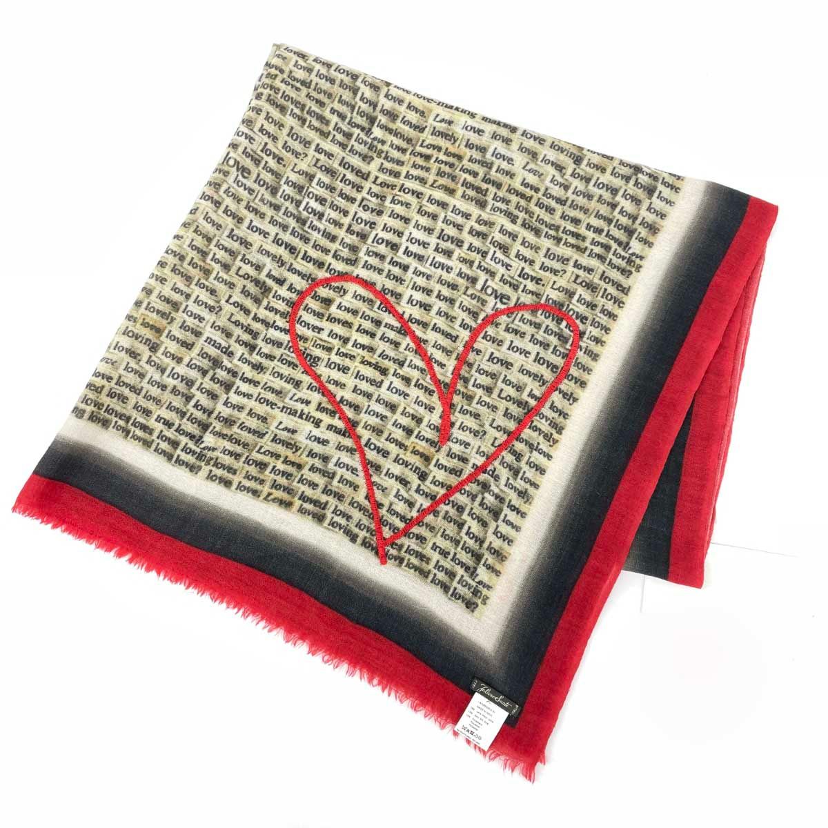 ファリエロサロティ　超大判　ストール　ショール　ハート柄 Faliero Sarti ファリエロサルティ ストール 大判/Loveロゴ ハート刺繡