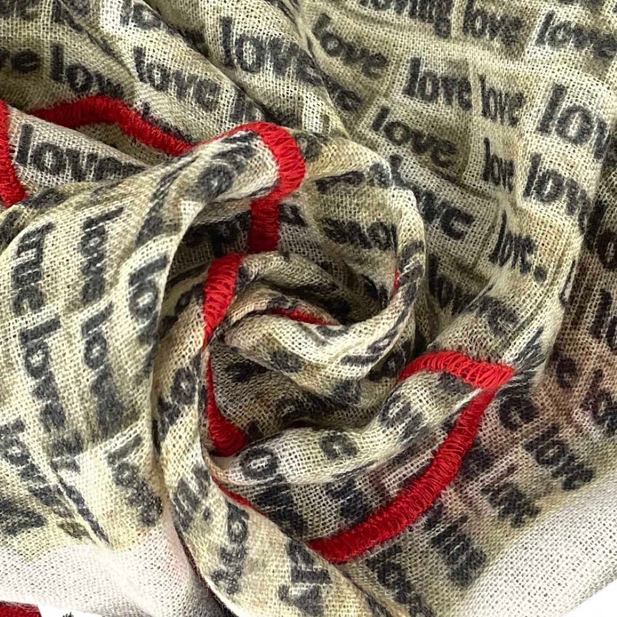 Faliero Sarti ファリエロサルティ ストール 大判/Loveロゴ ハート刺繡