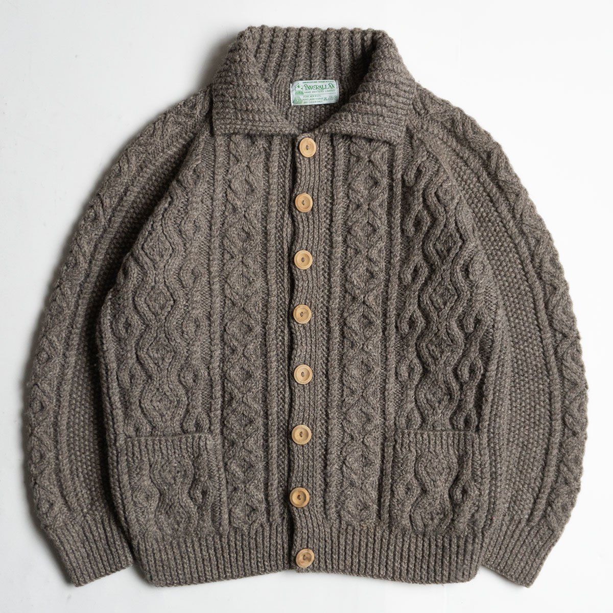 美品】INVERALLAN 【ケーブルニット 3Aカーディガン】グレー インバー