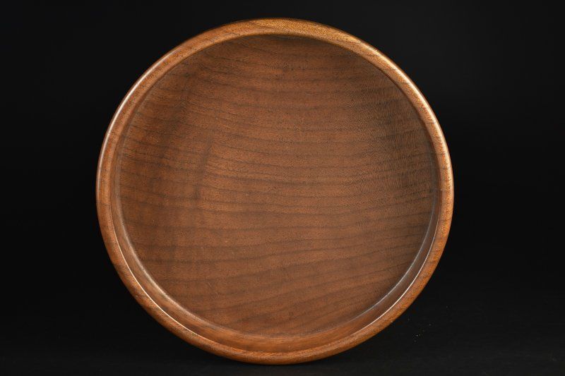 蔵A 5336 b 鳥取民藝 欅 刳り貫き盆 丸盆 約36.5㎝