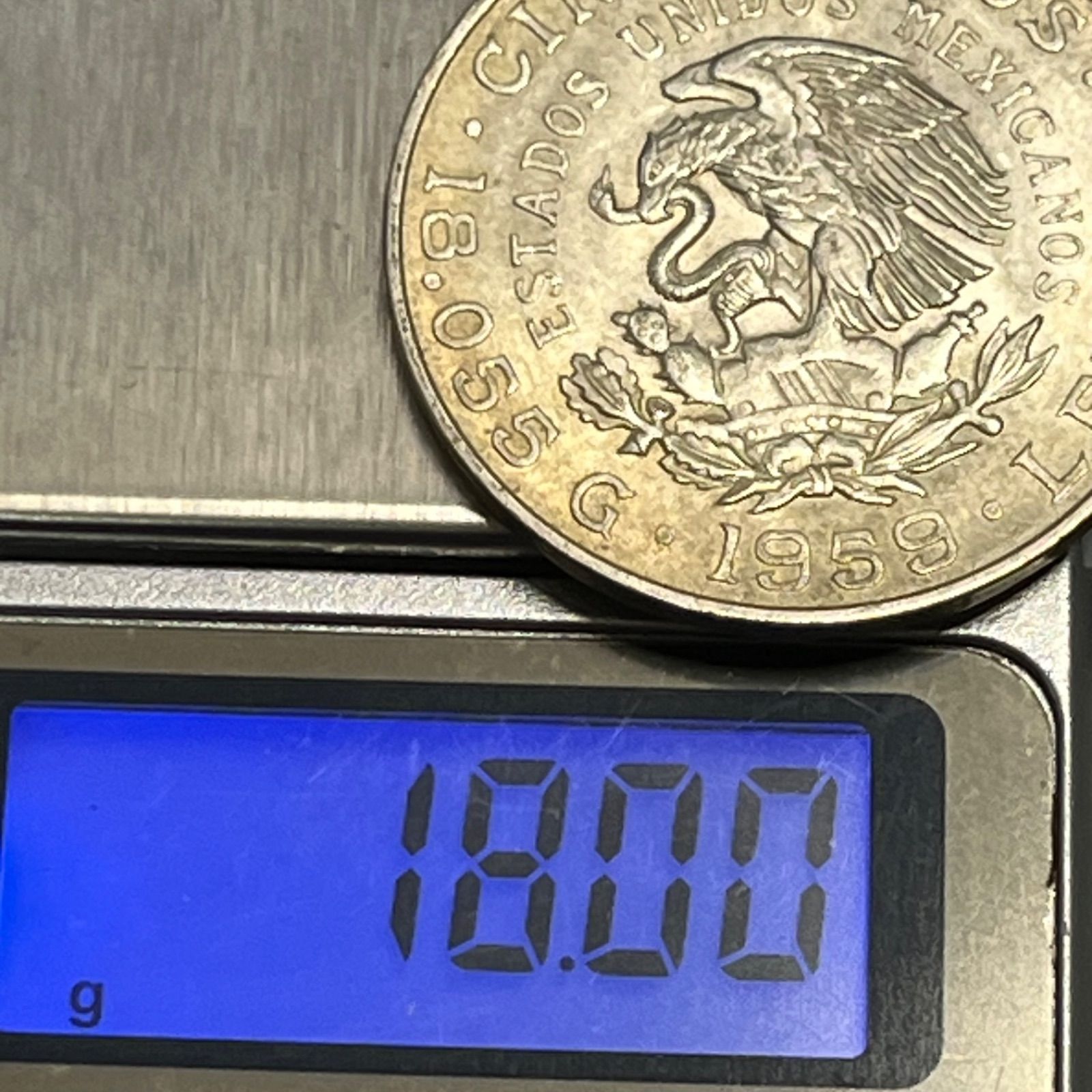 銀貨】1959年 メキシコ 5ペソ銀貨 カランサ 生誕100周年記念 LEY0.720