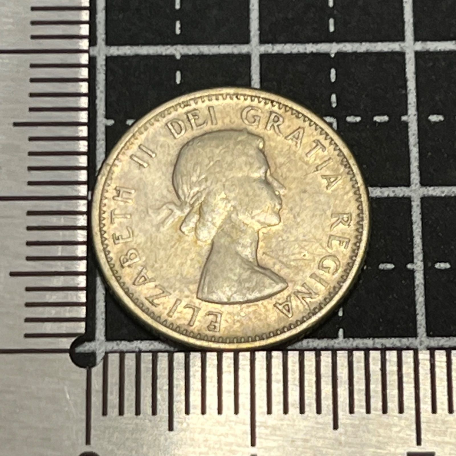 銀貨】1957年 カナダ 10セント（.800銀）エリザベス2世ヤングヘッド