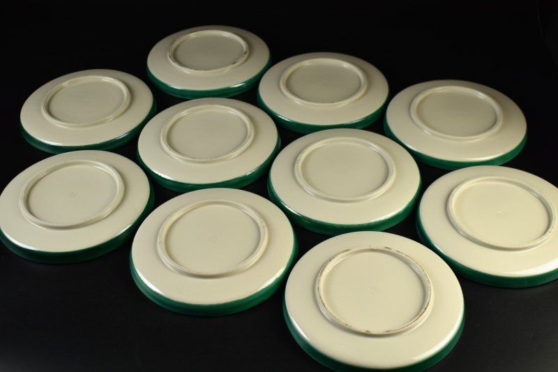 公式 【蔵A5204a】平安禎山 緑釉金彩 中皿 十客 20.8㎝ 2025年最新