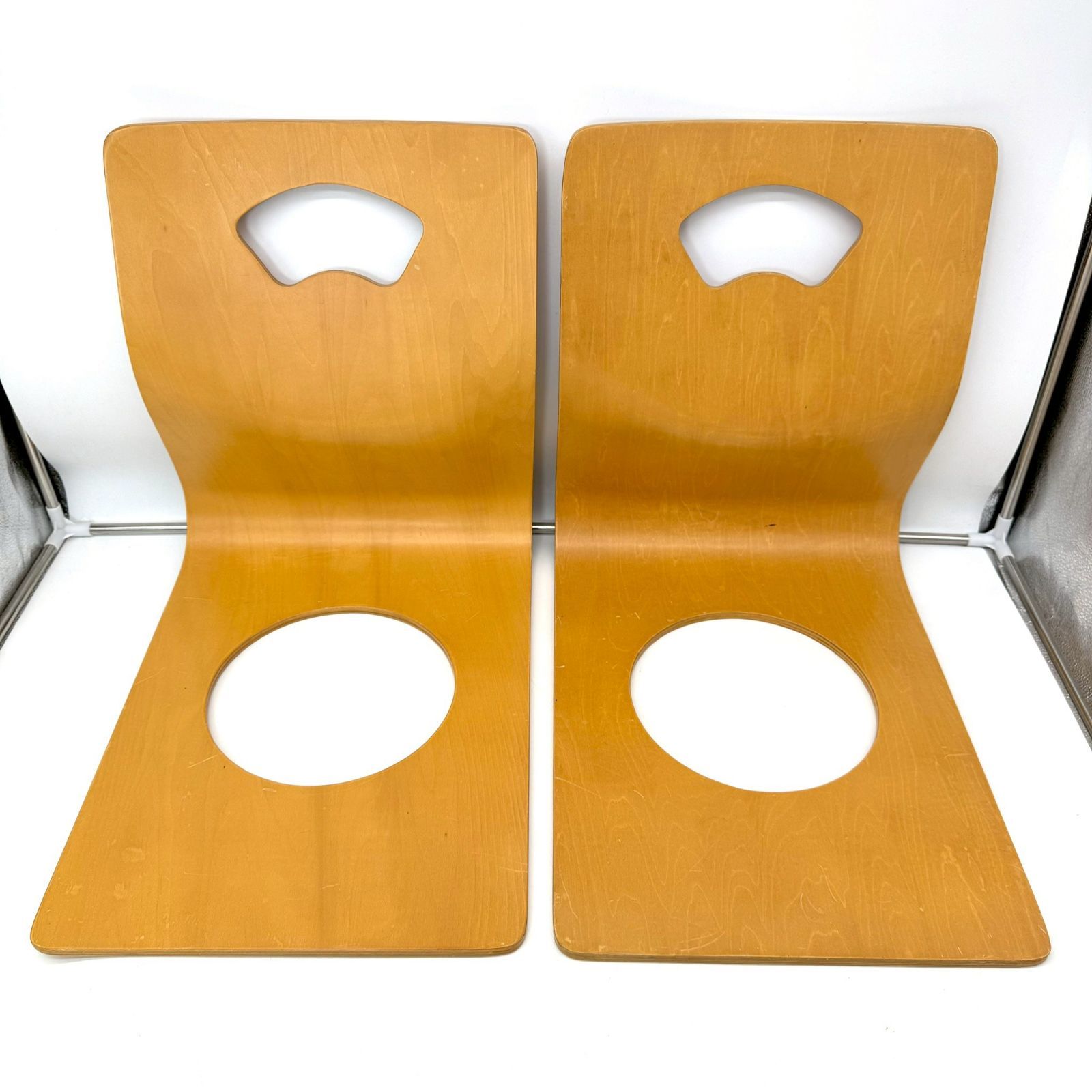 良品✨NITORI 木製 曲げ木座椅子 4脚セット 重ね収納 和モダン 座椅子