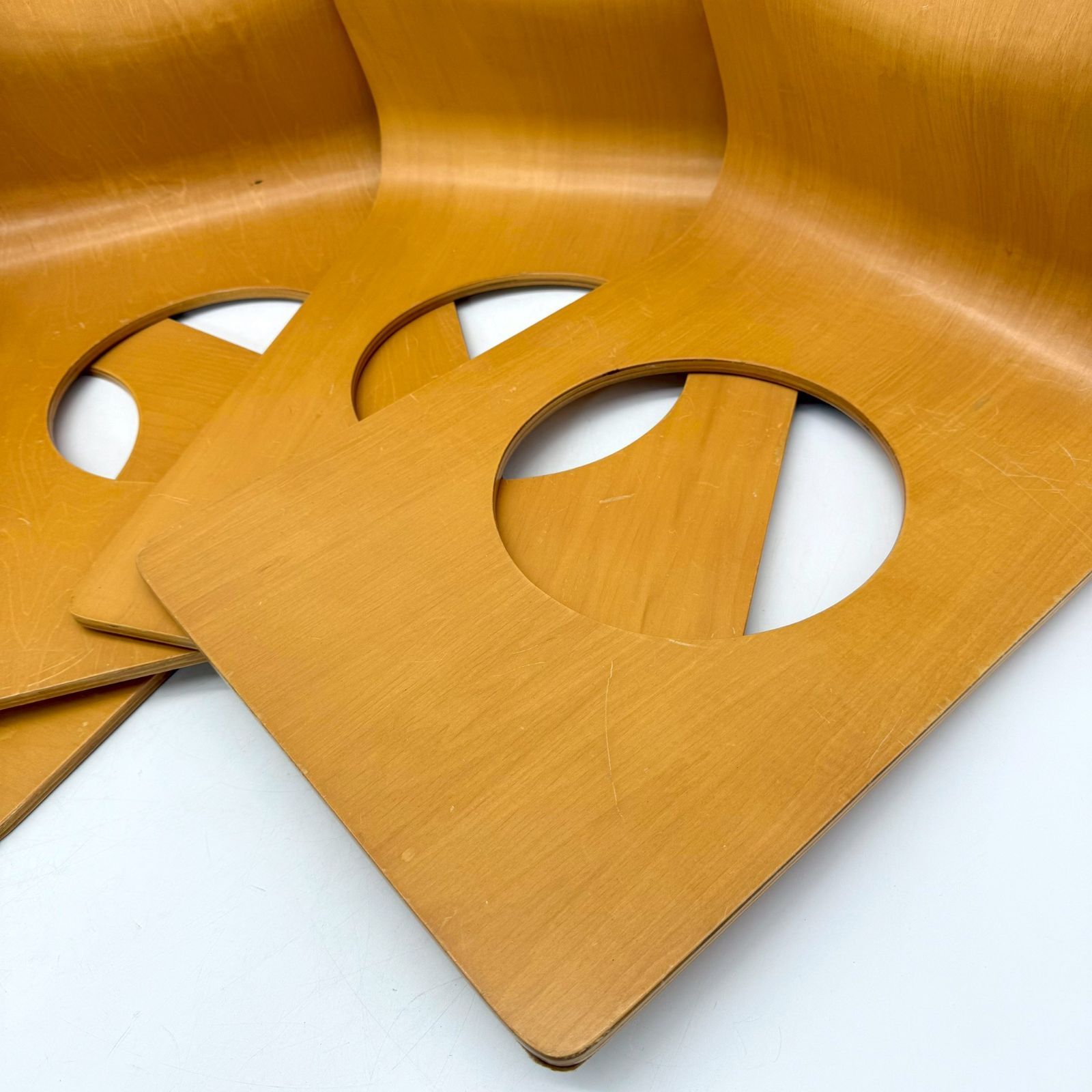 良品✨NITORI 木製 曲げ木座椅子 4脚セット 重ね収納 和モダン 座椅子