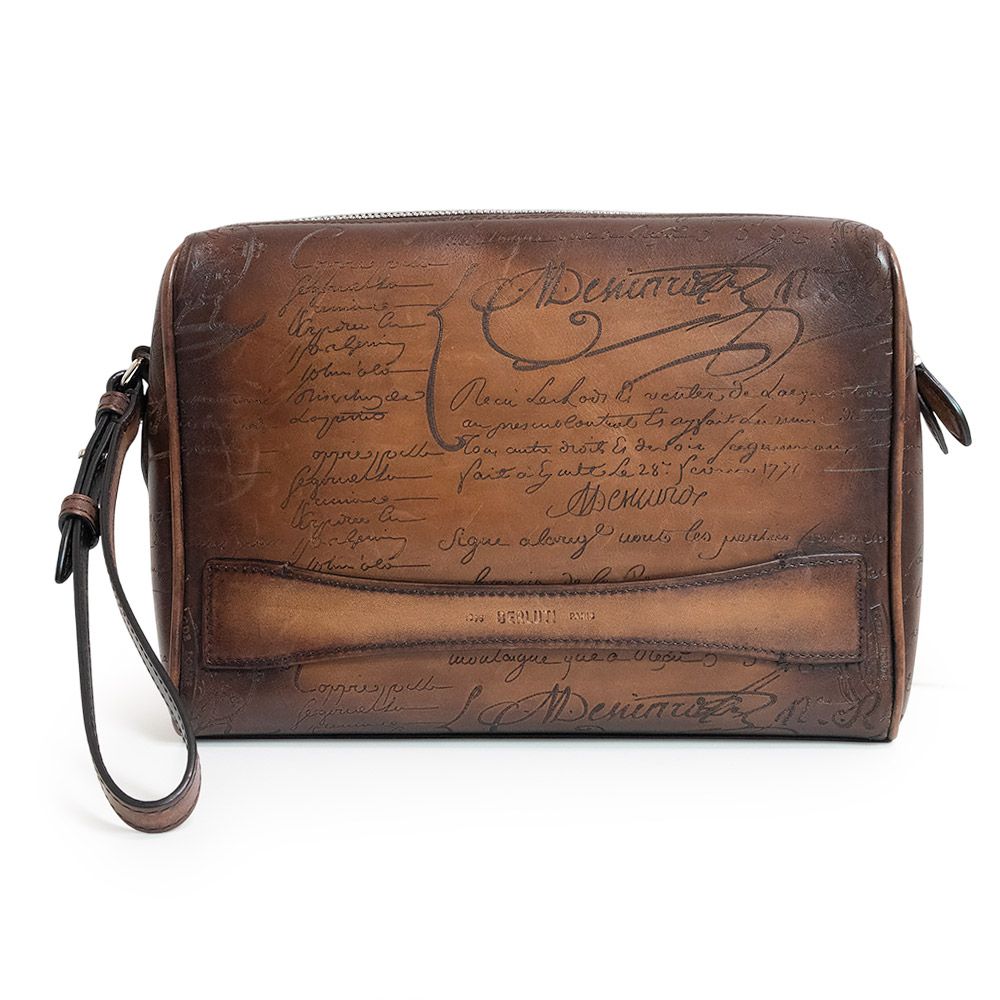 ベルルッティ ローズウッド ジップポーチ クラッチ セカンドバッグ ヴェネチアカーフレザー ブラウン シルバー金具 ROSEWOOD Berluti